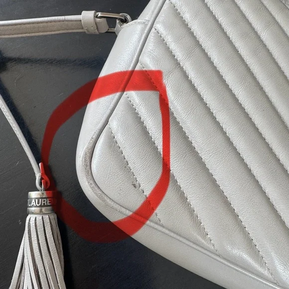 Yves Saint Laurent Gray Quilted Crossbody Bag with Tassel - Picture 8 of 9